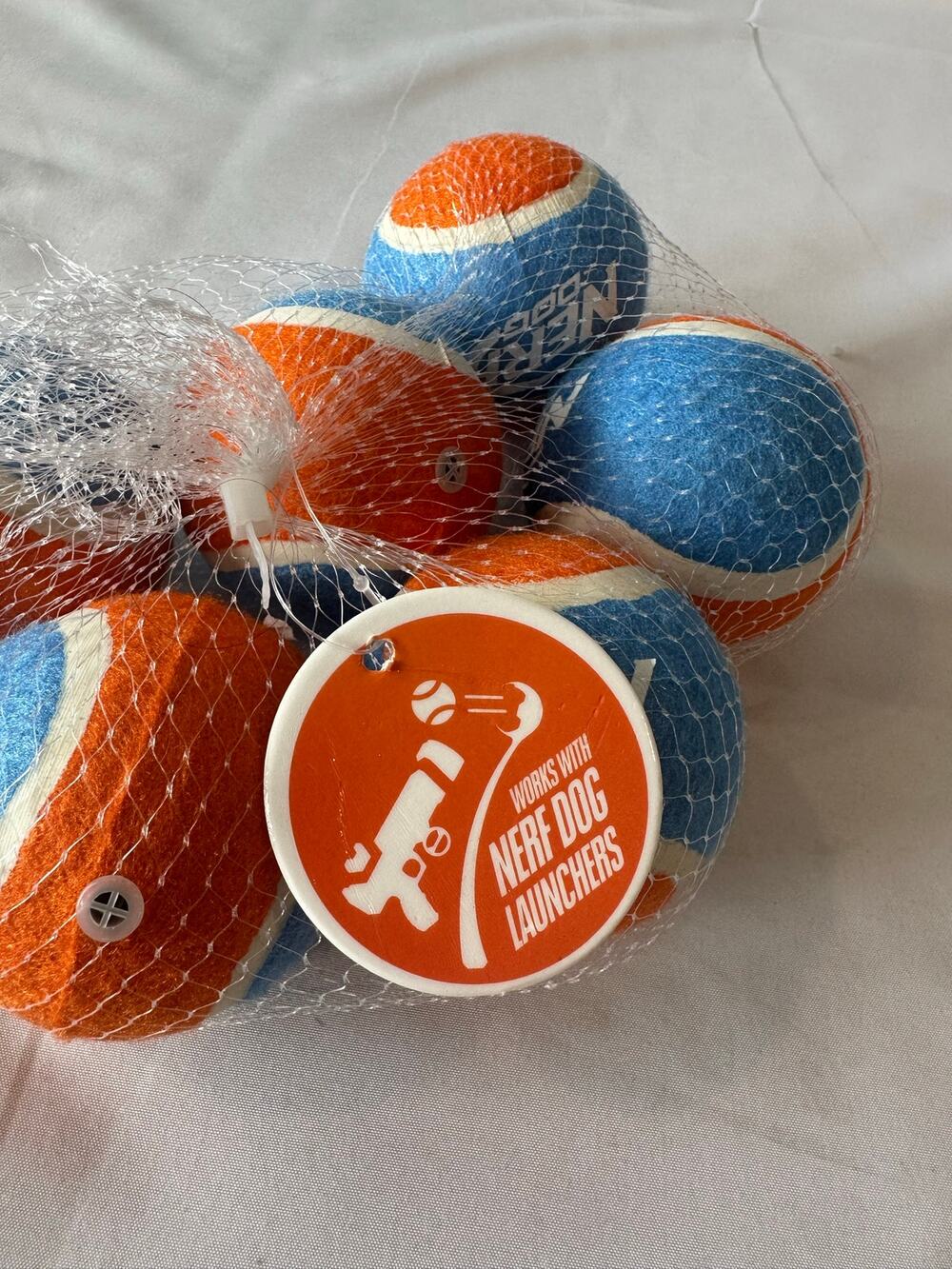 NWT Nerf Dog Squeak Tennis Balls 6-Pack Blue & Orange Fetch Toys